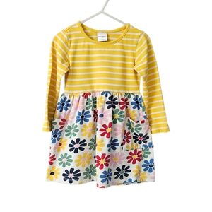 Hanna Andersson Mixie Playdress Size 3T Patch Pockets Floral Stripes